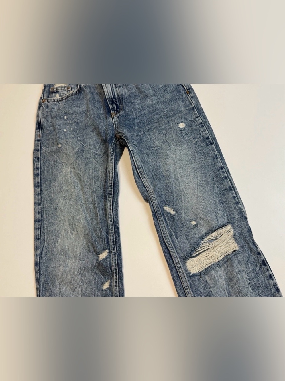 Free People We‎ The Free High-rise Straight Leg Distressed Jeans Size 24 Blue - Picture 4 of 9